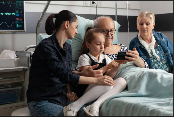 Caregiver helping senior